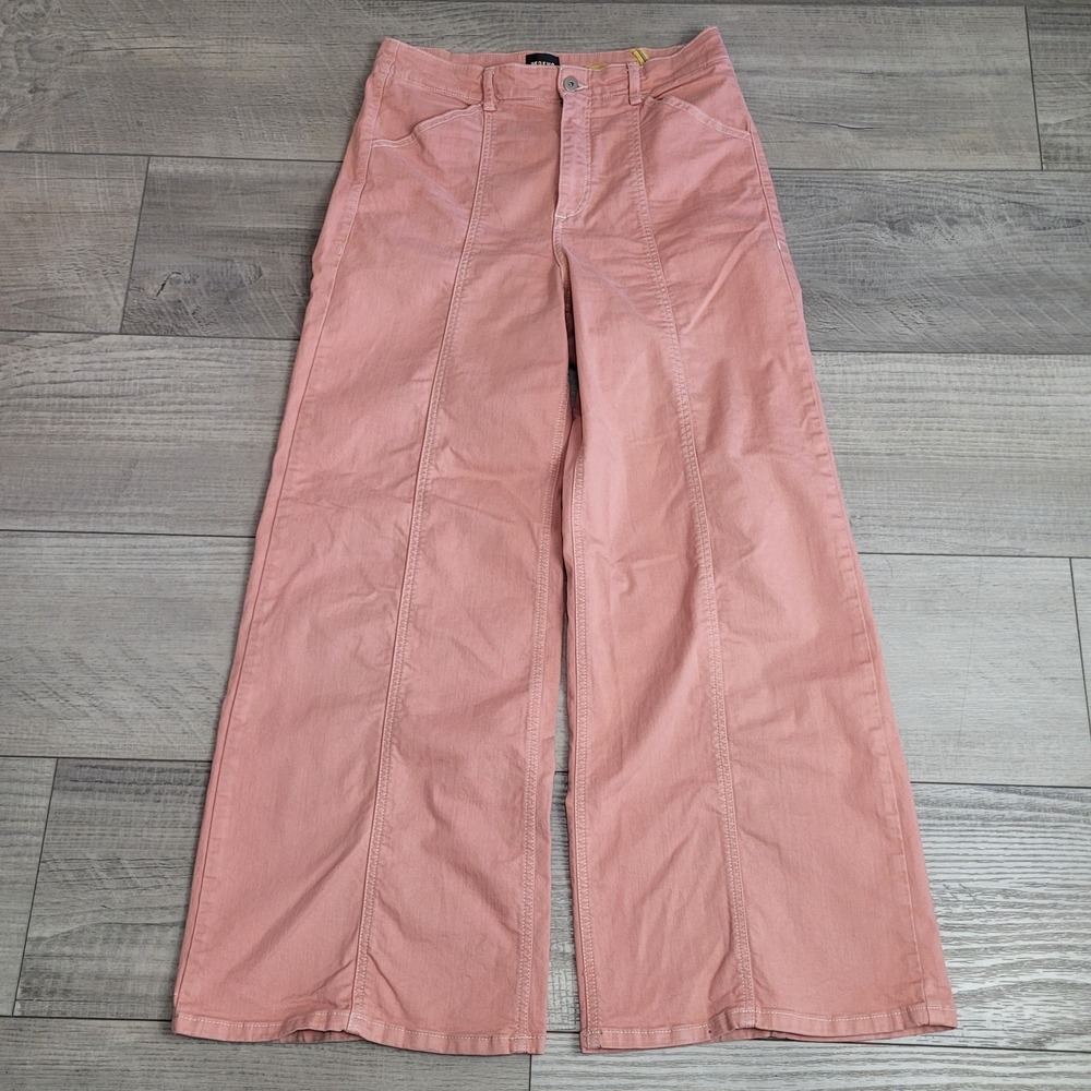 🌸Anthropologie Maeve Jeans Women 31 Peach Delaney Wide Leg High Rise Clean-Seam